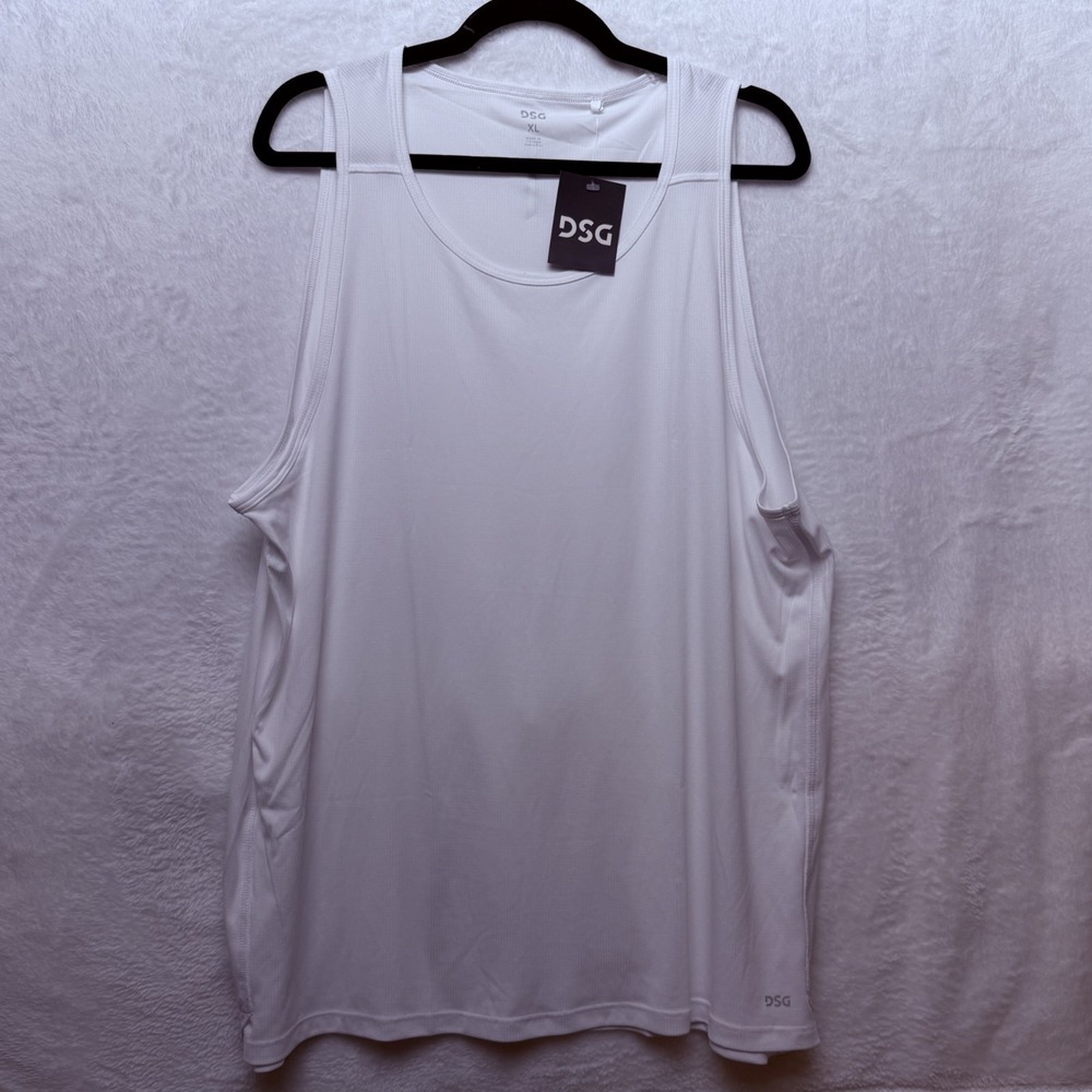 DSG Men's Tank Top Pure White Size XL Running Training Gymwear Activewear